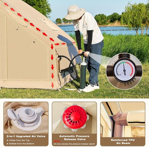 NAIZEA Inflatable Tents for Camping, Blow Up Tent Inflatable Hot Tent Stove Jack - Picture 6 of 24