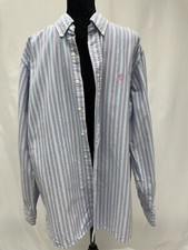 Ralph Lauren Light Blue Pink Striped LONG SLEEVE SHIRT XL Classic Fit Button