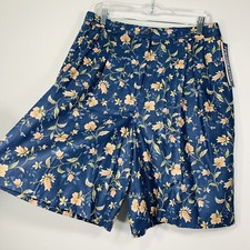 PENDLETON Women Skort USA Size 16 Veranda BLUE PEACH FLORAL RAYON LINEN Rare