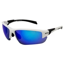 Global Vision Hercules7 Wraparound Men's Riding Glasses White w/Blue Mirror Lens