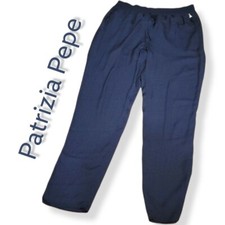 Patrizia Pepe Women's Blue 100 Polyester Mock Pockets in Front Flowy Pants 10