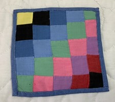 Vintage Patchwork Doll Quilt Or Small Table Topper, Postage Stamp, Multi Color