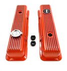 Holley Orange Finned Muscle Series Valve Covers For Small Block Chevy 350