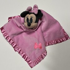 Disney Minnie Mouse Bow Pink Baby Security Blanket Lovey Satin Trim Mickey SOFT