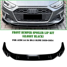 Car Front Bumper Spoiler Lip Kit For Audi A4 S4 B9.5 Sline 2020-2024 2021 Black