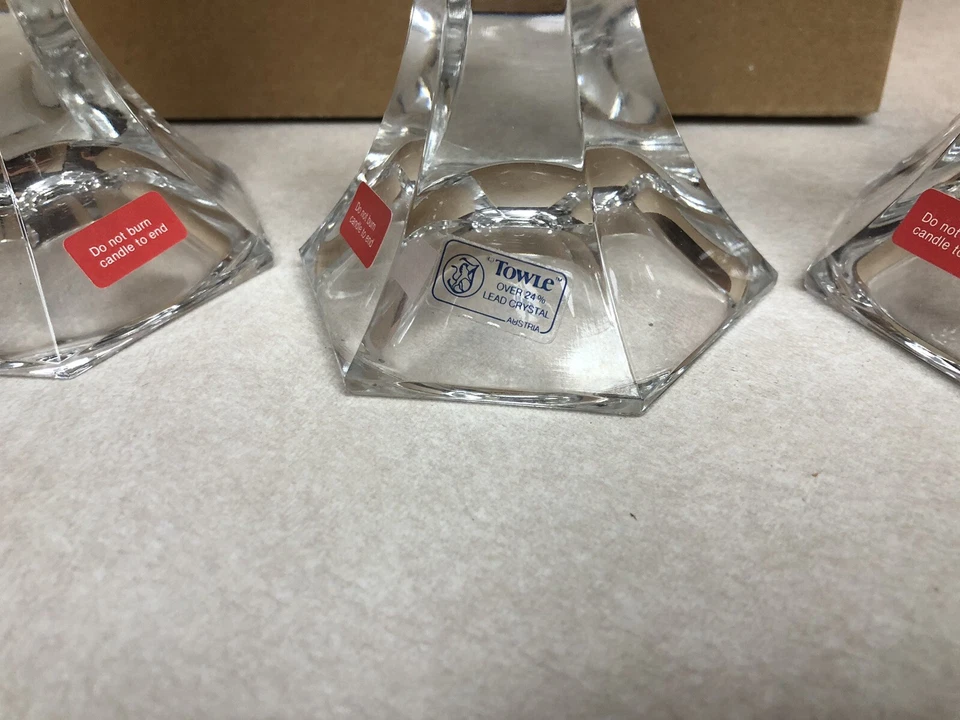 4 винтажных подсвечника 24% свинцовое хрустальное стекло подсвечники Австрия 5 дюймов - Изображение 2 из 4