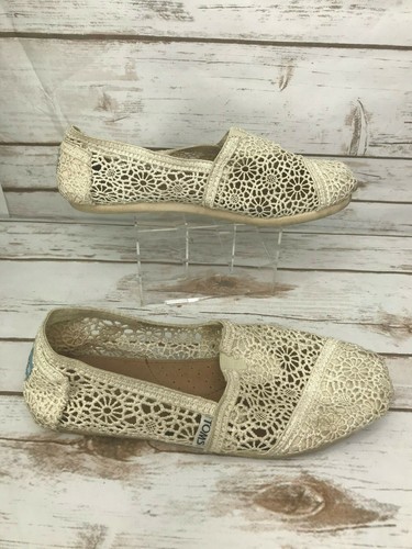 Toms Para Mujer 7 Crochet Encaje Marfil Floral chatos Slip On Zapatos  Clásicos marroquí | eBay