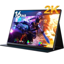 UPERFECT 2.5K Portable Monitor 16" 2K QHD 500 Nits HDMI USB C Second Display