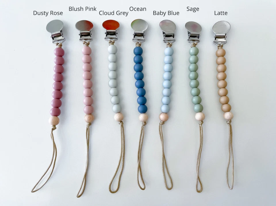 New Baby Silicone Pacifier Clip, Beechwood Teether Holder, Binky Clip, Baby Gift - Image 2 of 4