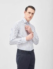 Camicia Uomo In Lino E Cotone A Righe – Slim Fit, Collo Classico, Manica Lunga, Elegante Ed Estiva