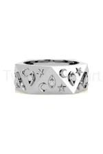 0.1ct Round Simulated Diamond Constellation Geometric Ring Men White Gold Plated
