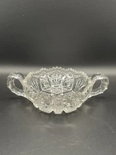 EAPG Imperial Glass Double Handle Diamond and Fans Berry Bowl OMN 1912
