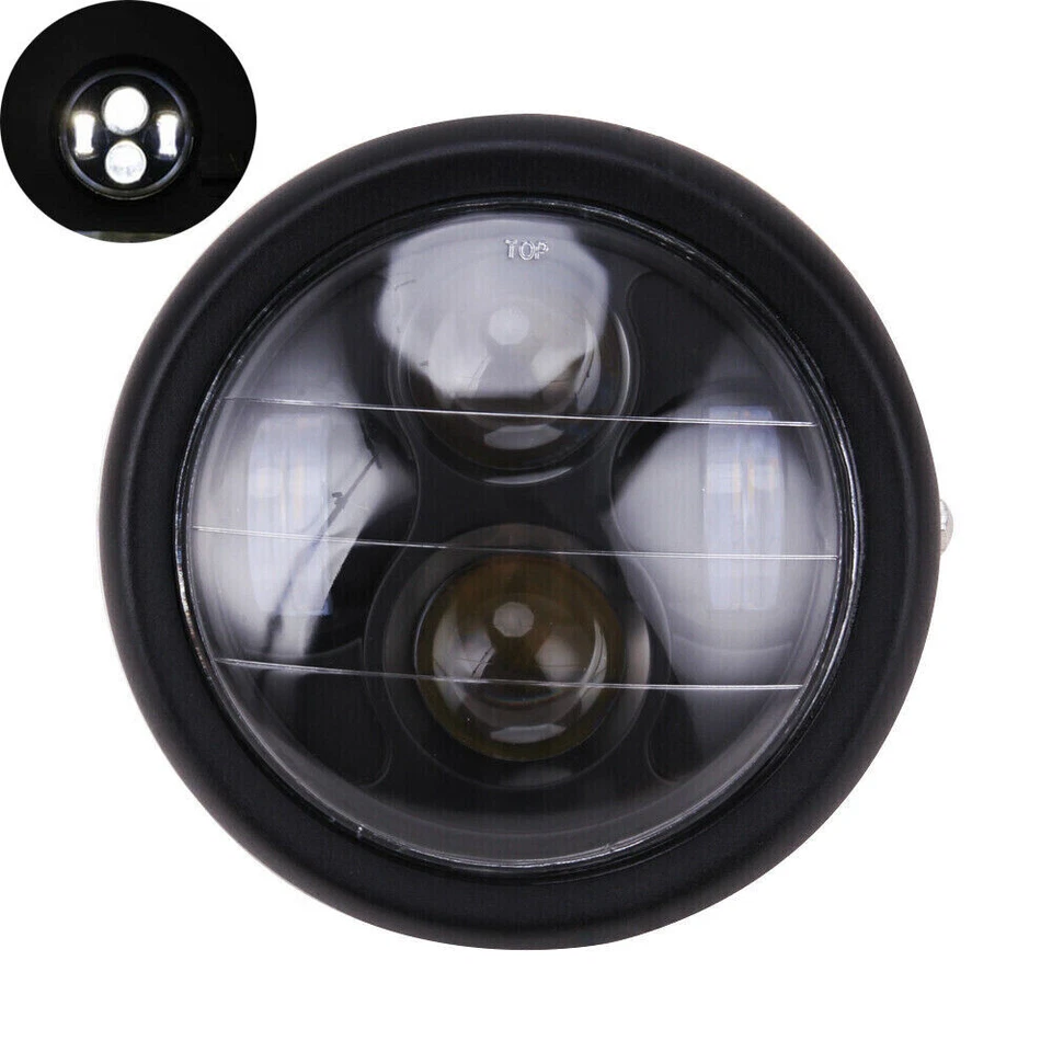 Universal Motorcycle 6.5" LED Hi/Lo Headlight With Bracket For Cafe Racer Bobber - Image 2 of 4