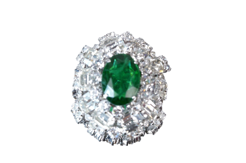 Christian Dior Paris 1972 Germany Green Gem Crystal Brooch