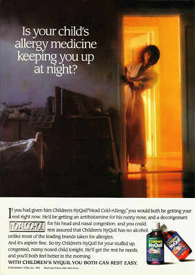 1992 Vicks NyQuil Children's Cold Allergy Medicine vintage PRINT AD