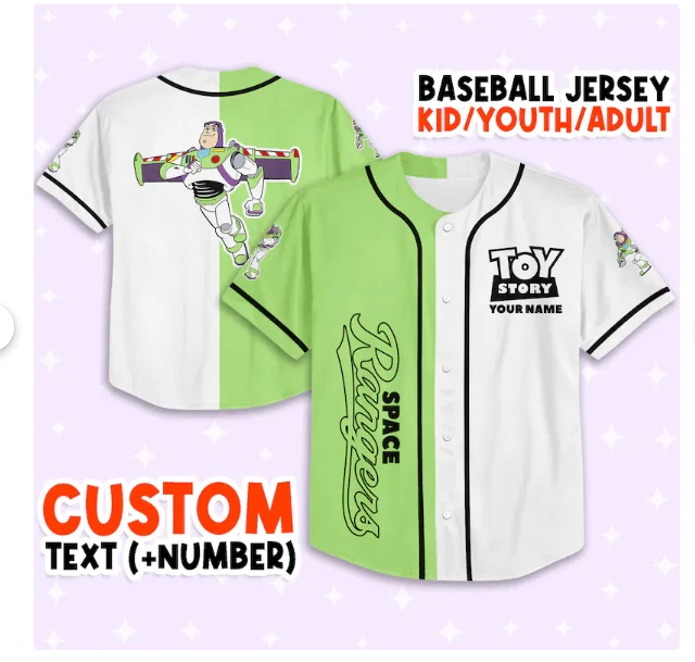 Custom Toy Story Buzz Lightyear Space 3D Baseball Jersey Shirt