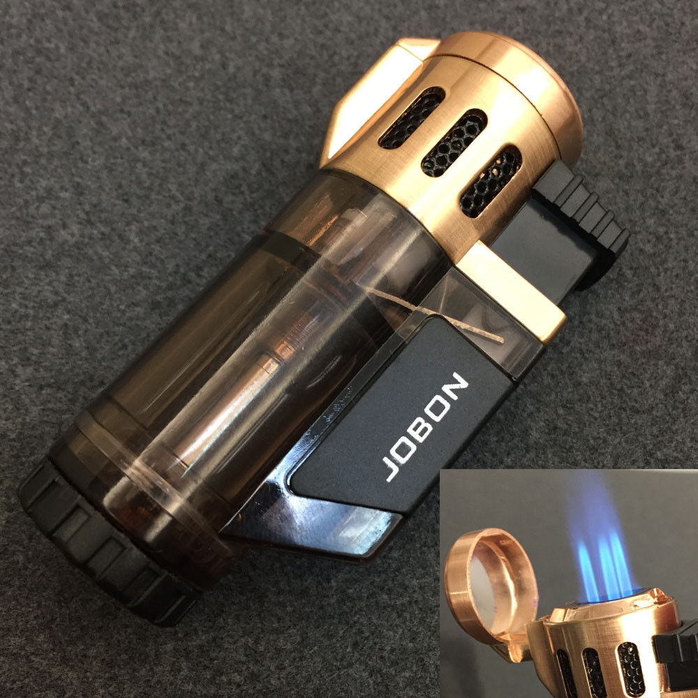 JOBON High-Capacity windproof Triple Jet Torch Cigar Cigarette Lighter Gold. Available Now for 9.99