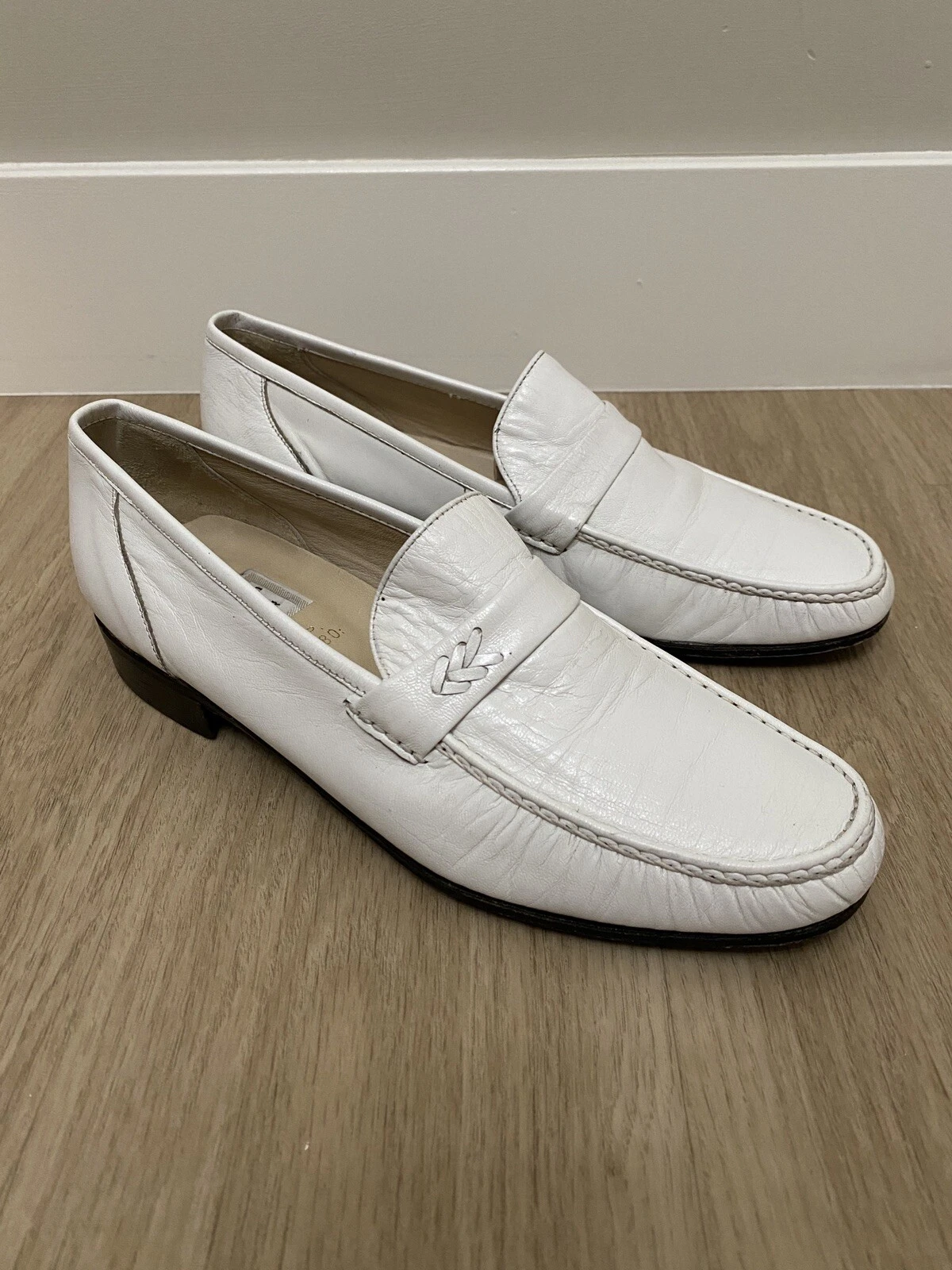 Mocassins vintage années 80 Christian Dior Monsieur homme 7,5 cuir blanc éclectique