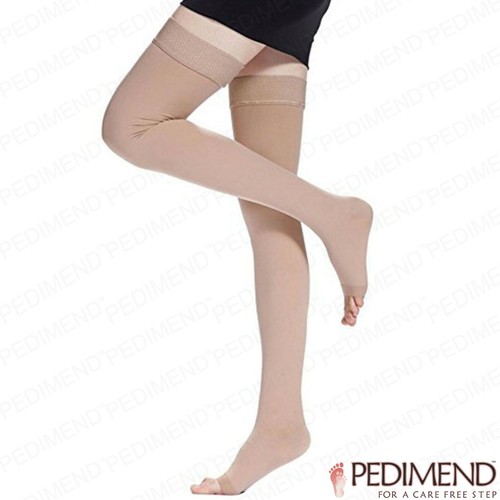 Calcetines altos de compresión PEDIMEND™ punta abierta para muslos reducen las venas varicosas (2 piezas) Reino Unido - Imagen 11 de 14