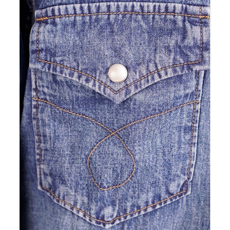 CAMICIA S NUOVA $750 SAINT LAURENT Vintage Blu DENIM GIAPPONESE CLASSICO STILE WESTERN