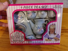 Tea Set 9 Piece Miniature Porcelain Floral Prints Mini Tea Set