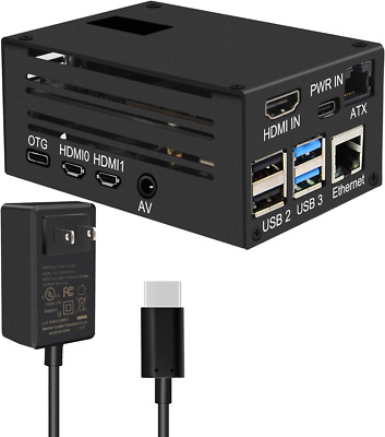 KVM-A3 Kit with Raspberry Pi 4 Case & 20W 5V 4A USB Type-C Power Adapter Compati