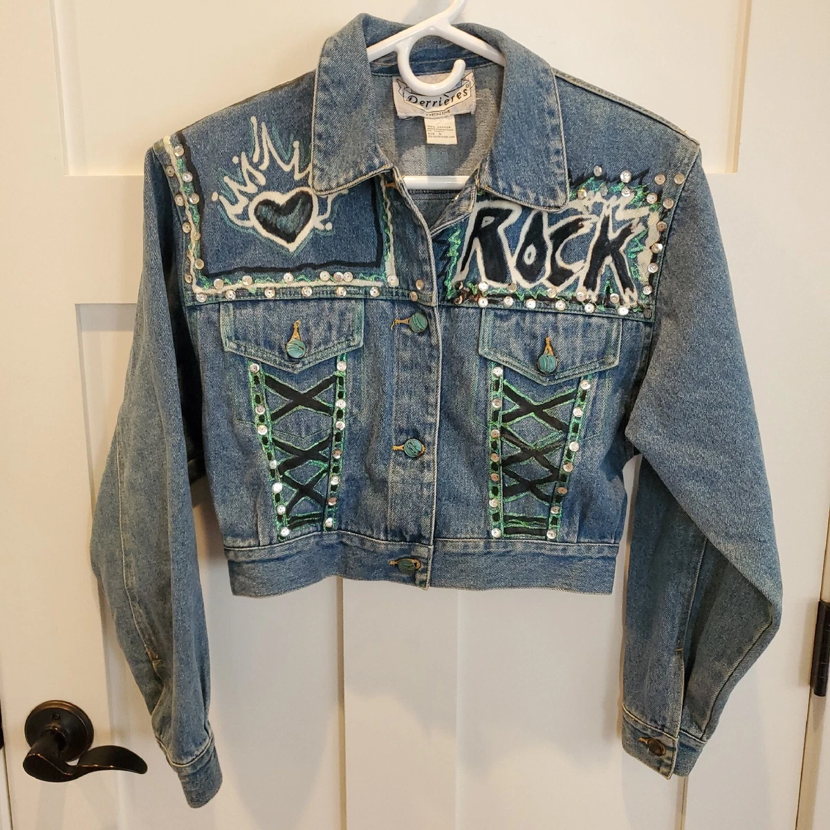 Vintage Denim Jean Jacket Patches Retro Small 