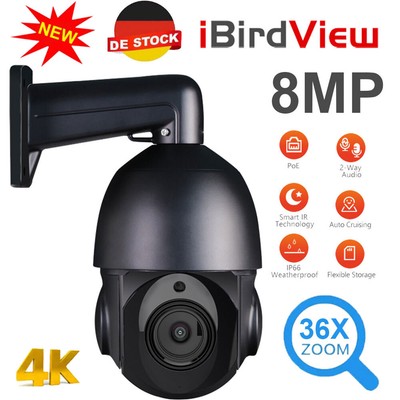 Hikvision-kompatible 4K 8MP PoE 36x Zoom 2-Way Audio PTZ Speed Dome IP-Kamera