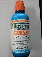 TheraBreath Dentist Formulated Fresh Breath Oral Rinse, Ice Mint. 