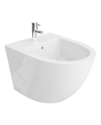 Wandhängendes Bidet Magna mit verdeckten Beschlägen weiß 1 Hahnloch