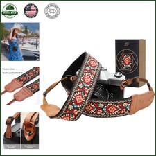 Breathable Adjustable Camera Strap, 2 Inch Wide with Floral Embroidery
