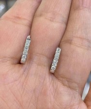 Round Cut Real Moissanite 14K White Gold Plat...