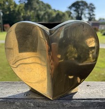 Vintage Rare Heavy 7 Inch Heart Shaped Vase, Rounded Back