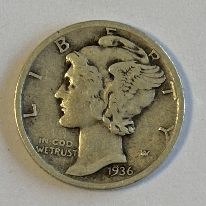 1936-D MERCURY DIME VINTAGE COLLECTABLE