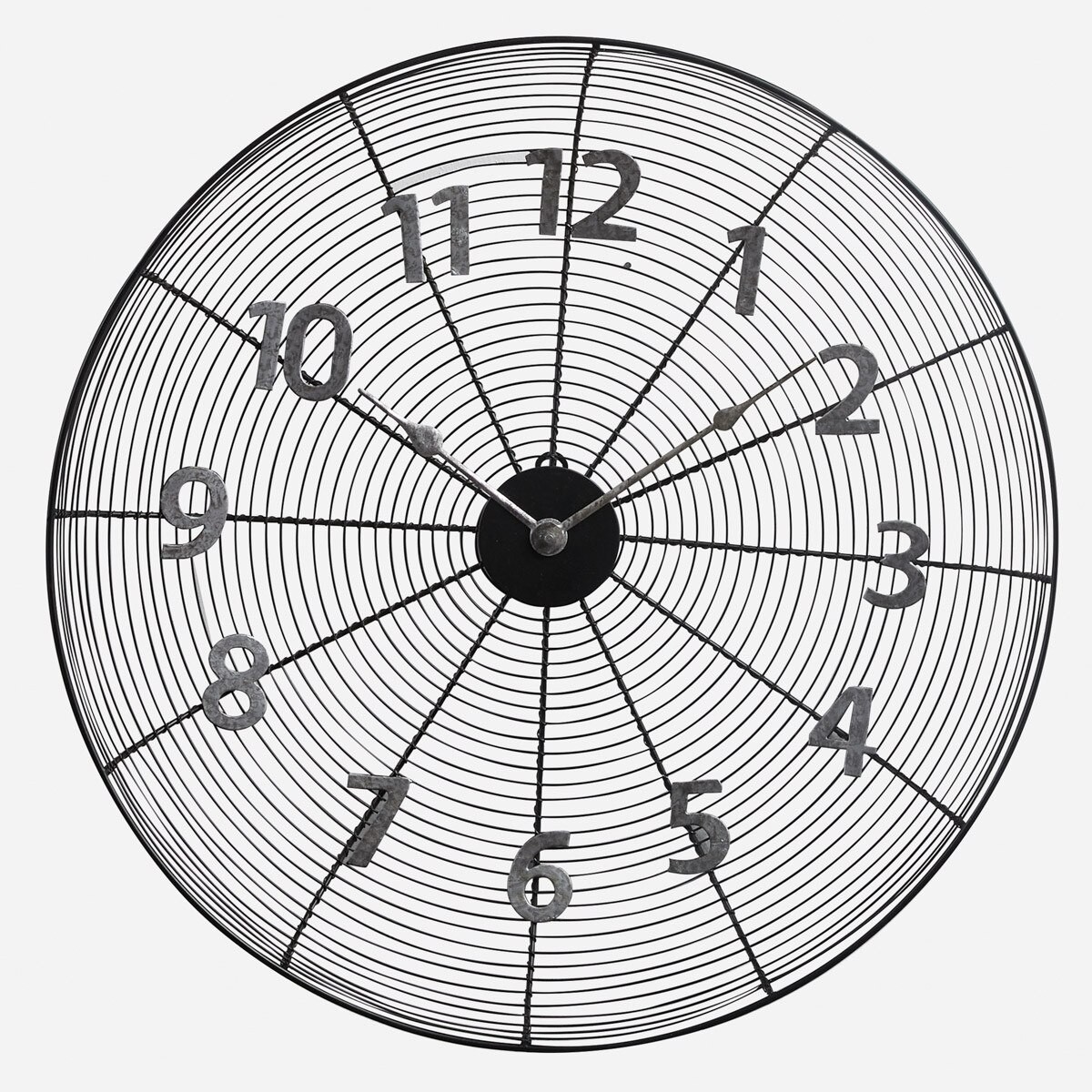 Wire Wall Clock Galvanized Metal Numbers 21" Country Farmhouse Industrial