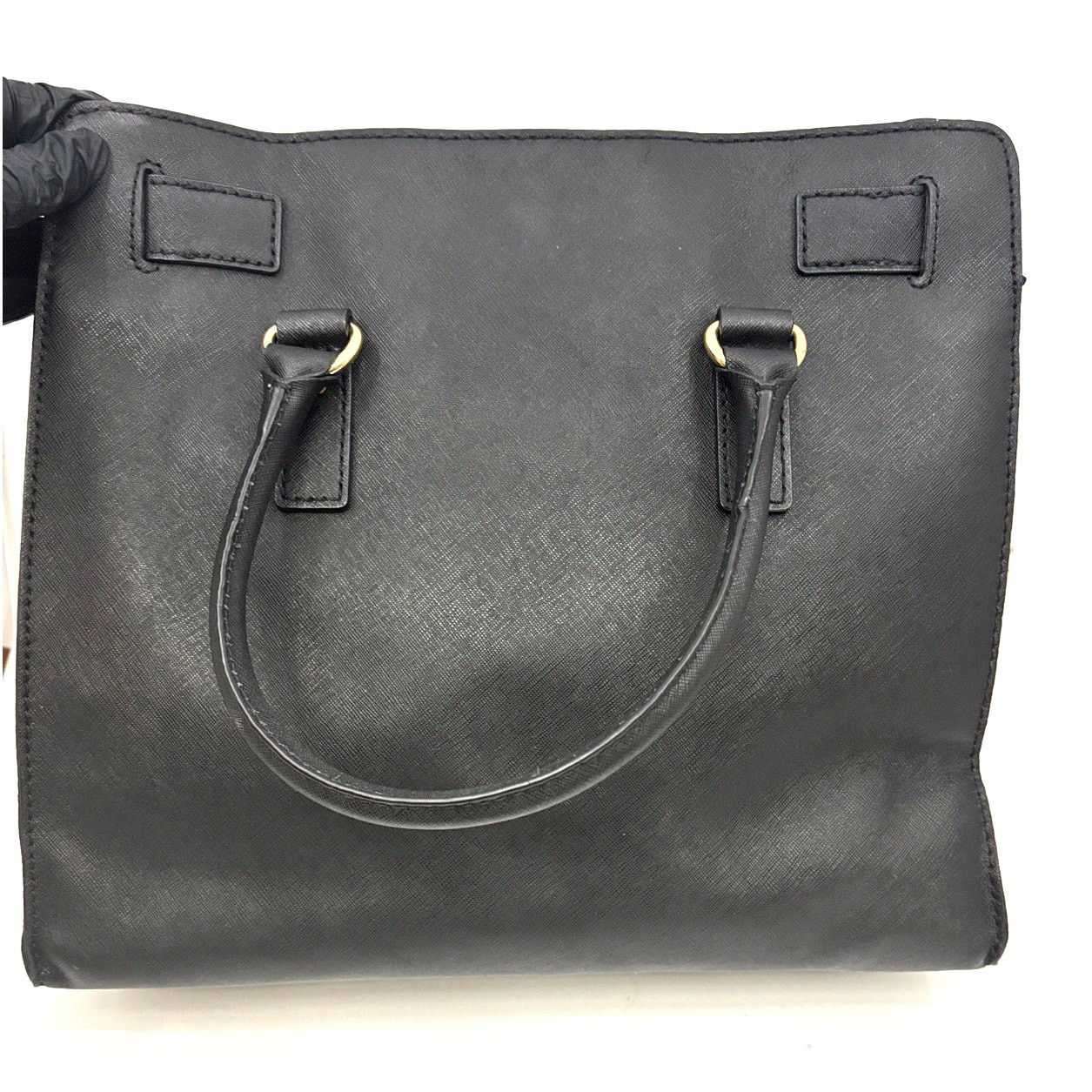 MICHAEL KORS Hamilton Large Black Saffiano Leather Tote Bag Purse Gold Hardware image 5