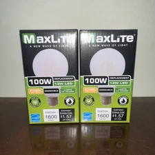 (2)Maxlite LED Bulb 15W = 100W A19 E26 Soft White 2700K 1600 lumens 15000 hours