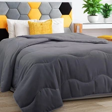 Lightweight Comforter Cooling Grey, All Season Duvet Insert Breathable King S...