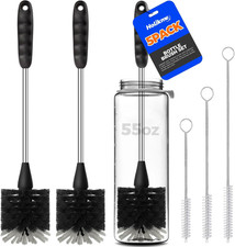 5-Piece Bottle Brush Cleaner Set - 14" Stainless Steel Handle, 3 Straw Brushes,