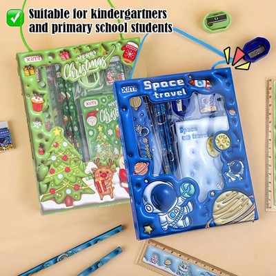 Schulbedarf Set Kinder Mit Cartoon 3D Design Geschenkbox Schulmaterial