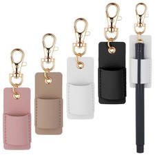 4 Pcs Pen Holder for Lanyard Portable Anti-Lost Lanyard Pen Holder PU Leather...