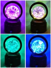 USB Color Changing Spinning Crystal Sphere Stand LED Rotating Light Base Display
