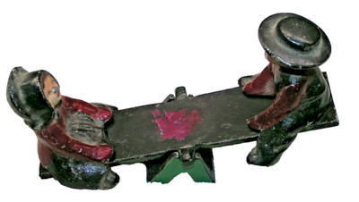 Vintage Pot Metal Amish Children on a Teeter Totter Toy