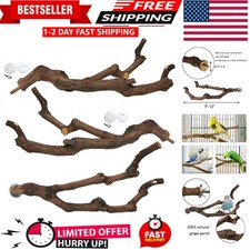 Natural Parrot Perch Bird Stand Pole Wild Grape Stick Paw Grinding Fork Parak...