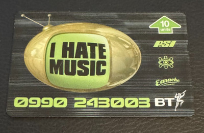 UK BT Telefonkarten - 10 Stück Ohrenschmerzen Schallplatten Ich hasse Musik BTP408