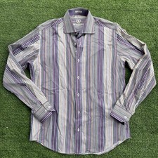Bugatchi Uomo Shaped Fit Multicolor Striped Cotton Dress Shirt 32/33