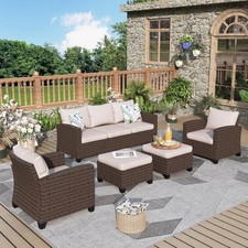 Poly Rattan Sitzgruppe 7 Personen Sitzgarnitur Gartenmöbel Set Balkon Terrasse