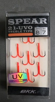 BKK Spear-21 UVO #8 Treble Hooks Tournament Grade FREE SHIPPING 