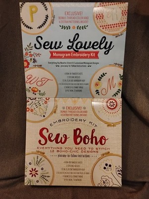 Embroidery Kits Sew Lovely and Sew Boho Embroidery Kit Sets New Sealed Lot of 2