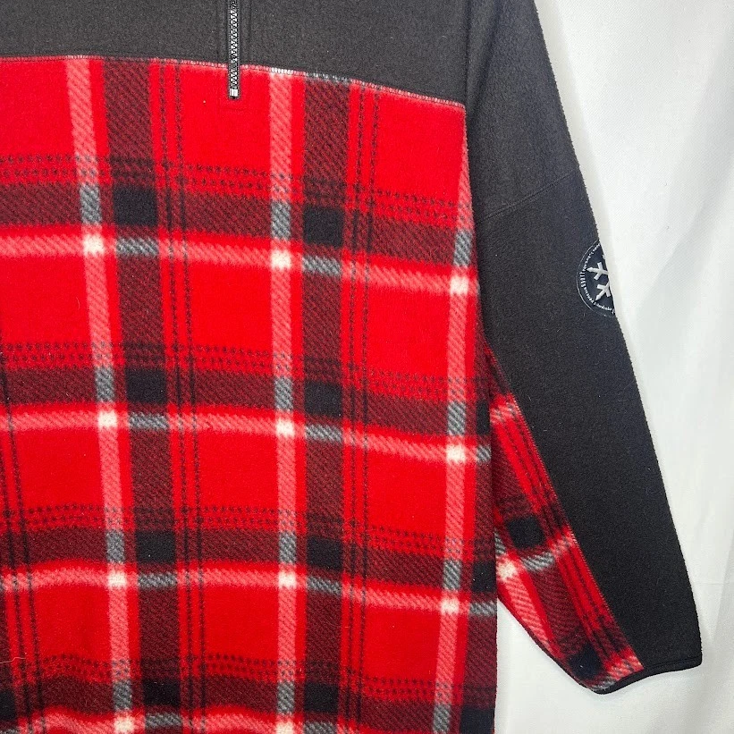 Женский флисовый пуловер Venezia Sport красный черный клетчатый L 1/4 на молнии зимний - Изображение 3 из 4